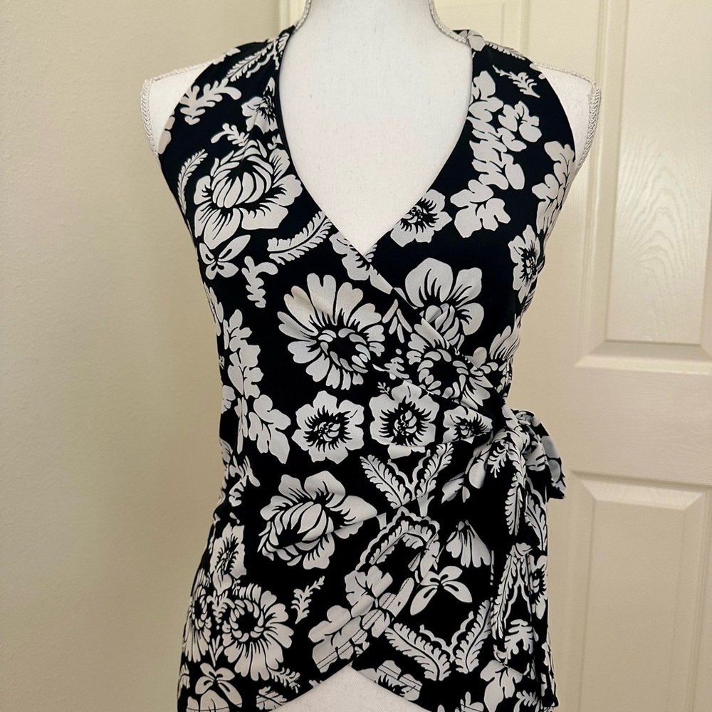White House Black Market Floral Wrap Blouse